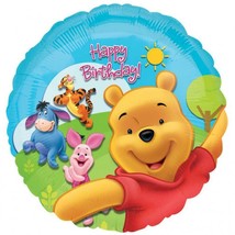 Winnie The Pooh & Friends Happy Birthday Round Foil Mylar Balloon Party Supply - $3.25