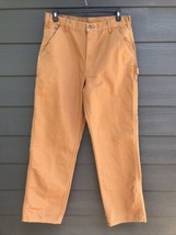 Carhartt Carpenter Jeans Men 36x34 B11 Brown Canvas Workwear Pants Heavy... - $35.63