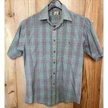 Bill Blass Mens Plaid Shirt Size Large Short Sleeve Button Down - $14.89