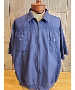 John Blair Men&#39;s Guayabera Full Zip Blue Short Sleeve Grandpa 50s Shirt 2XL - £17.64 GBP