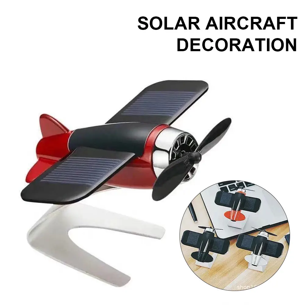 Mini Car Air Freshener Solar Panel Airplane Model with Solid Fragrant Car - £12.16 GBP