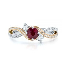 Enchanted Disney Beautiful Round Brilliant Cut Ruby and Diamond Engagement Ring - £79.52 GBP