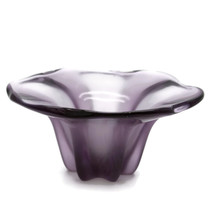 Mikasa Art Glass Designer Larry Laslo Amethyst Lavendar Floral Form Bowl... - $60.78