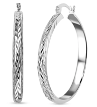 Sterling Silver Diamond Cut Hoop Earrings 2.90 Grams - 1.5 Inches - 3.7m... - £15.69 GBP