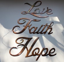 13" Love Faith Hope Words Metal Wall Art Accents - £79.71 GBP
