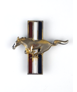 1965 1966 Ford Mustang Plastic Fender Badge / Emblem Horse Red White Blue - $12.86