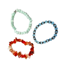 Stretch Band Bracelets Stones Blue Crystals Lot of Three - £15.56 GBP