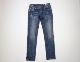 Miss Me Womens Size 28 Sequin Thick Stitch Skinny Leg Stretch Denim Jeans Blue - £58.11 GBP