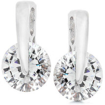 Precious Stars Silvertone Round Cubic Zirconia Suspended Drop Earrings - $19.00