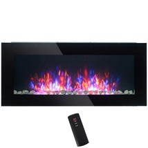 HOMCOM 41.3&quot; Black Electric Wall Fireplace, 1500W, 7 Colors - $4,438.45 MXN