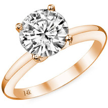 1CT Womens Stylish 14K RG Round Cut Moissanite 4 Prong Solitaire Engagement Ring - £420.19 GBP