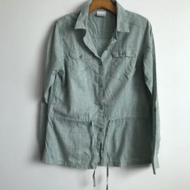 Columbia Shirt M Green Hiking Button Collar Long Sleeve Drawstring Belt ... - $13.89
