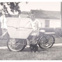 Vintage Boy with Bicycle Snapshot, Black and White Ready for Rockwell City - £10.07 GBP