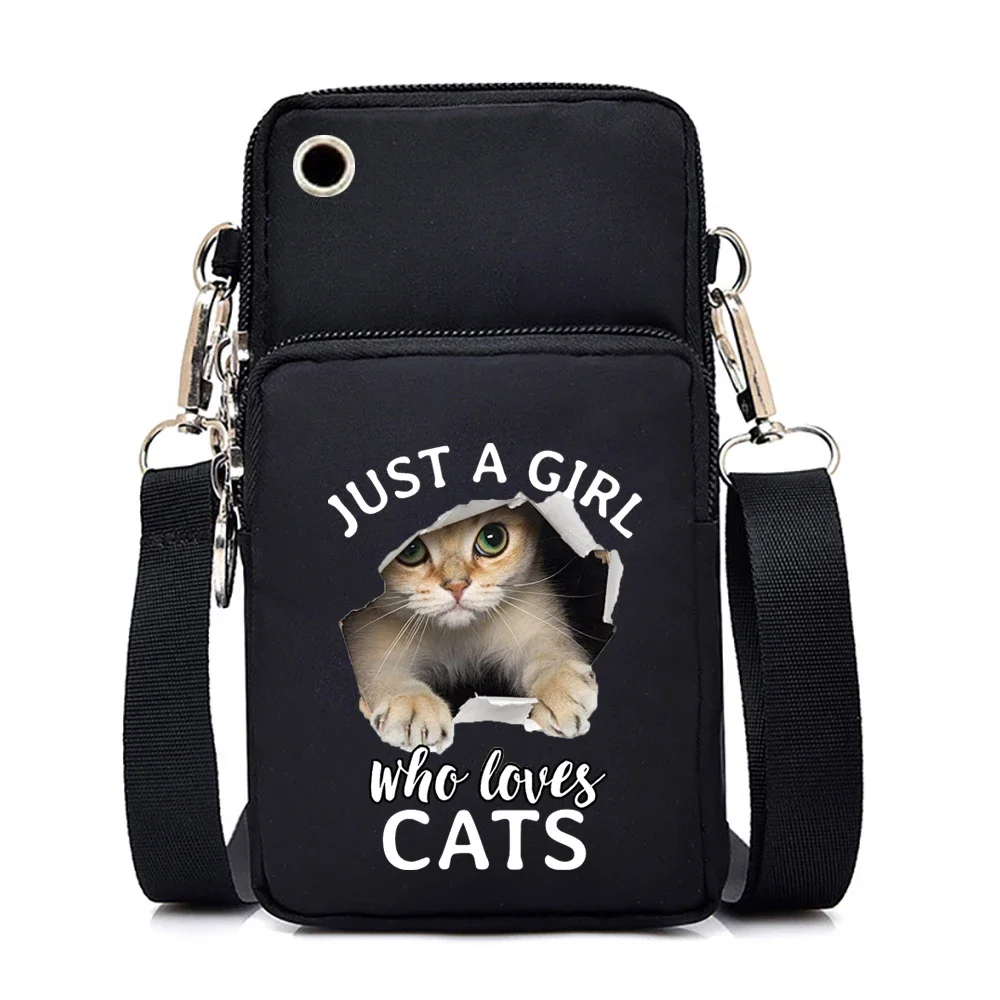Cute Cat Graphics Small Crossbody Bags Women Harajuku Animal Mini Mobile... - £14.09 GBP