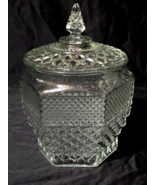 Vintage ANCHOR HOCKING 10.5&quot; Pattern Glass WEXFORD Footed Cookie Jar Wit... - $34.27 CAD