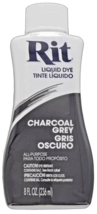 Charcoal Grey gray RIT Fabric Liquid DYE 8 ounce BOTTLE dark gray 88620 - $28.11