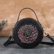 2022 New Handmade Embossed Women Leather Bag Vintage Floral Ladies Small... - £60.80 GBP