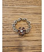Vintage Silver Tone Circle Pink Flower Brooch Pin/Pinback 1.5&#39;&#39; - $13.66 CAD