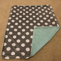 Garanimals Gray White Polka Dot Circle Aqua Blue Sherpa Soft Baby Blanket 36x30&quot; - £28.41 GBP