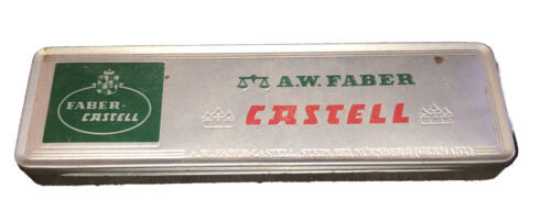 Faber Castellated Vintage Metal Box #9000 4H Filled W/ Erasers & Lead - £10.92 GBP