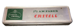 Faber Castellated Vintage Metal Box #9000 4H Filled W/ Erasers &amp; Lead - £10.87 GBP
