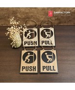 Hanging PUSH-PULL wooden door sign Sign Symbol for Door Home Office Shop... - $278.46 MXN