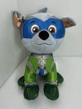 Paw Patrol ROCKY Mighty Pups Super Paws 8&quot; Plush Stuffed Animal Toy Green Blue - £10.99 GBP