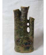 Roseville USA Imperial 1 Grape Vine Knot Triple Bud Vase Green &amp; Brown 1916 - $178.19