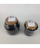 (Set of 2) Ikea KRÖSAMOS Jar Black Ceramic with Cork Lid 4&quot; &amp; 4.5&quot; New K... - £27.65 GBP