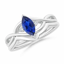 ANGARA Marquise Sapphire and Round Diamond Infinity Bridal Set in 14K So... - £1,040.37 GBP