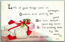 Wrapped Presents Christmas Greetings Poem 1915 F A Owen Co Postcard F7 - £3.11 GBP