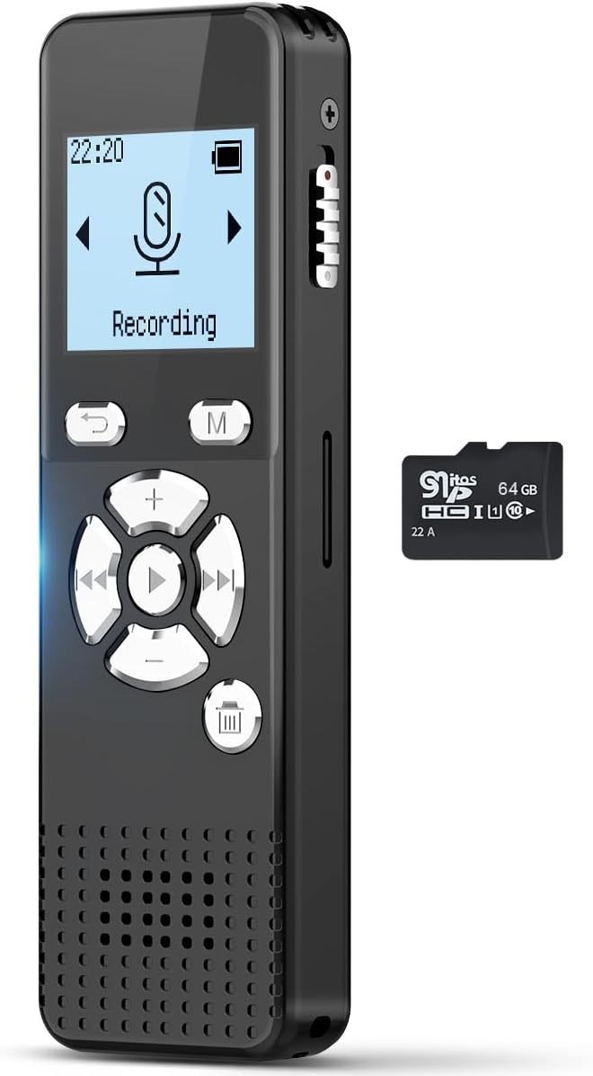 Digital Voice Activated Recorder With Playback - 72Gb Audio Recording De... - $44.99