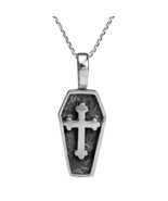 Goth-Inspired Sterling Silver Coffin with Cross Sterling Silver Pendant ... - £28.39 GBP