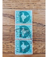 India Stamp Map of India 1np Used Vert Strip of 3 Circular Cancel 275 - $37.13 MXN