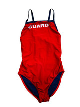 Kiefer Swimsuit Women&#39;s Size 36 Red One Piece Lifeguard Blue Lining H Strap - £12.11 GBP