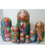 Handpainted One of Kind 10pcs Russian Nesting Doll &quot;MERMAIDS&quot; BY INNA KA... - £679.22 GBP