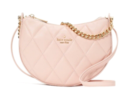 New Kate Spade Carey Zip Top Crossbody Quilted Smooth Leather Conch Pink - £112.51 GBP