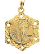 1/10 Oz. American lady liberty eagle gold coin pendant encased in design... - €631,35 EUR