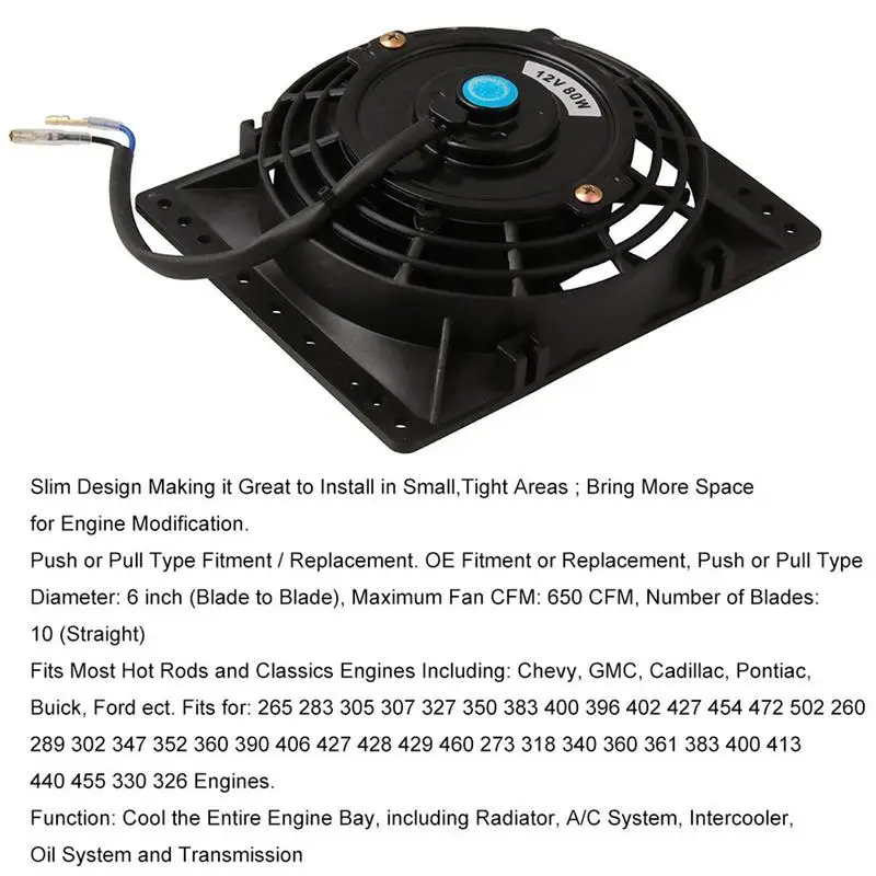 High Speed 12V Radiator Cooling Fan Car Engine Electric Fans For Radiators 6 I - £31.38 GBP