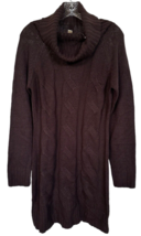 Ambiance Apparel Women&#39;s Turtleneck Long Sweater 100% Acrylic Size L Brown - £13.25 GBP