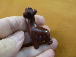 Y-GIR-ST-554) dark red GIRAFFE giraffes stone crafted Figurine gemstone ... - $18.69