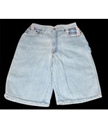 VTG ZENA Tartan Plaid Pockets (7) Light Wash High Waist Long Cargo Short... - $58.79 CAD