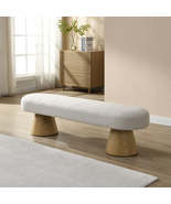 Upholstered Bedroom End Of Bed Beige Wood Leg - $1,247.27 CAD