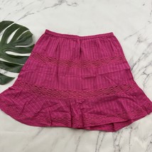 Solitare Womens Vintage Y2k Tiered Skirt Size L Pink Crochet Trim Pull On - $25.73