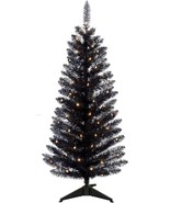 4FT Artificial Christmas Tree with Stand Black Halloween Tree Small Chri... - £43.76 GBP