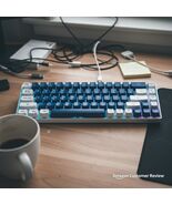 65% Wired Membrane Gaming Keyboard, 68-Key LED Backlit Mini, Blue-White ... - $50.34 CAD