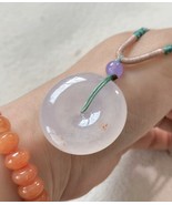 Natural Highly-translucent Sajin(Orange Floating) Jadeite Jade Lucky Buc... - $298.00