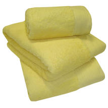 Egyptian Combed Cotton Towels Thick Super Soft Absorbent Yellow  - £5.59 GBP