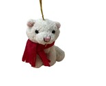 White Kitten Christmas Ornament with a Red Scarf Hanging  - £4.73 GBP