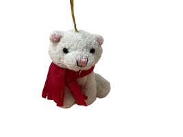 White Kitten Christmas Ornament with a Red Scarf Hanging  - £4.71 GBP